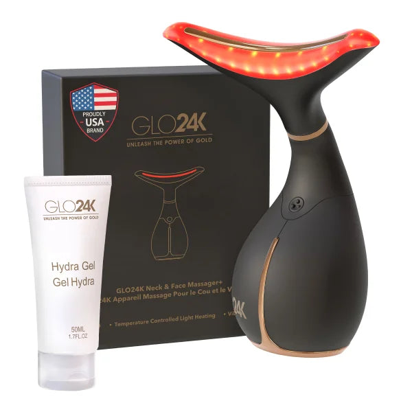 GLO24k Skin Rejuvenation Device for Face & Neck + 1.7 fl oz Conductive Hydra Gel